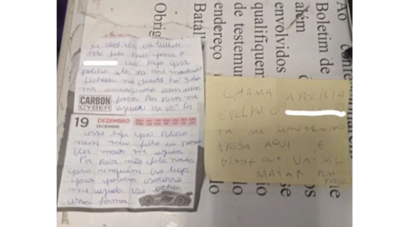 Mulher mantida em cárcere privado em Curitiba escreve bilhetes pedindo ajuda; um homem foi preso - Foto: Arquivo pessoal