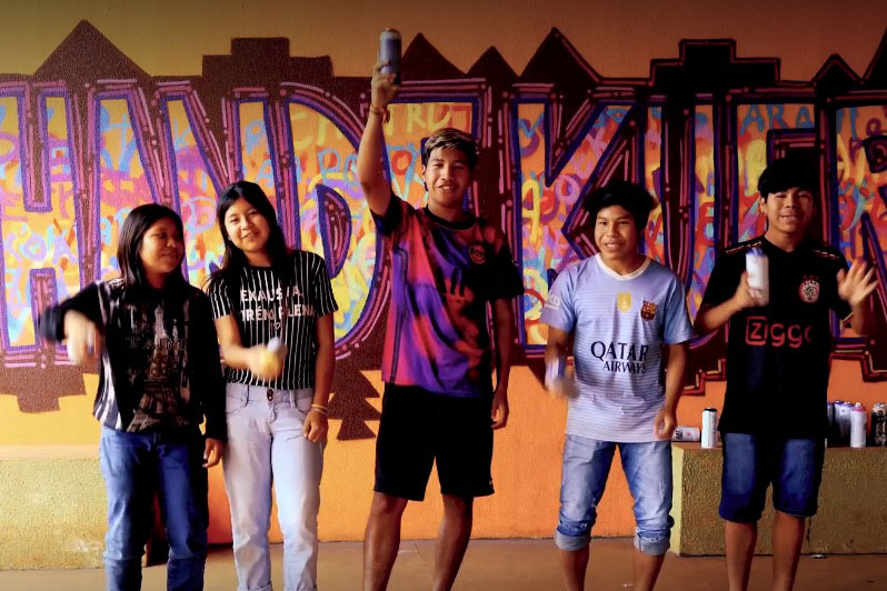 Oficina de grafitti reduz evasão e fortalece cultura indígena em escola no Oeste do Paraná Foto: SEED