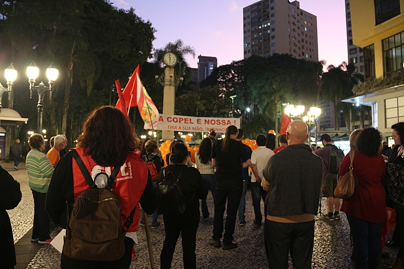 to Público contra a Privatização da Copel que aconteceu em 24/05/23, com a participação de movimentos sociais e sindicatos - ASCOM/Senge