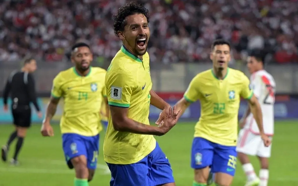 Marquinhos foi o autor do gol da vitória da Seleção em Lima (Foto: ERNESTO BENAVIDES / AFP)